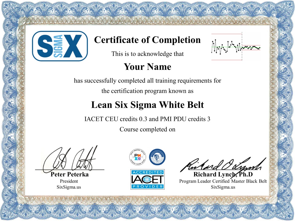 Image : Lean Six Sigma White Belt Certificate